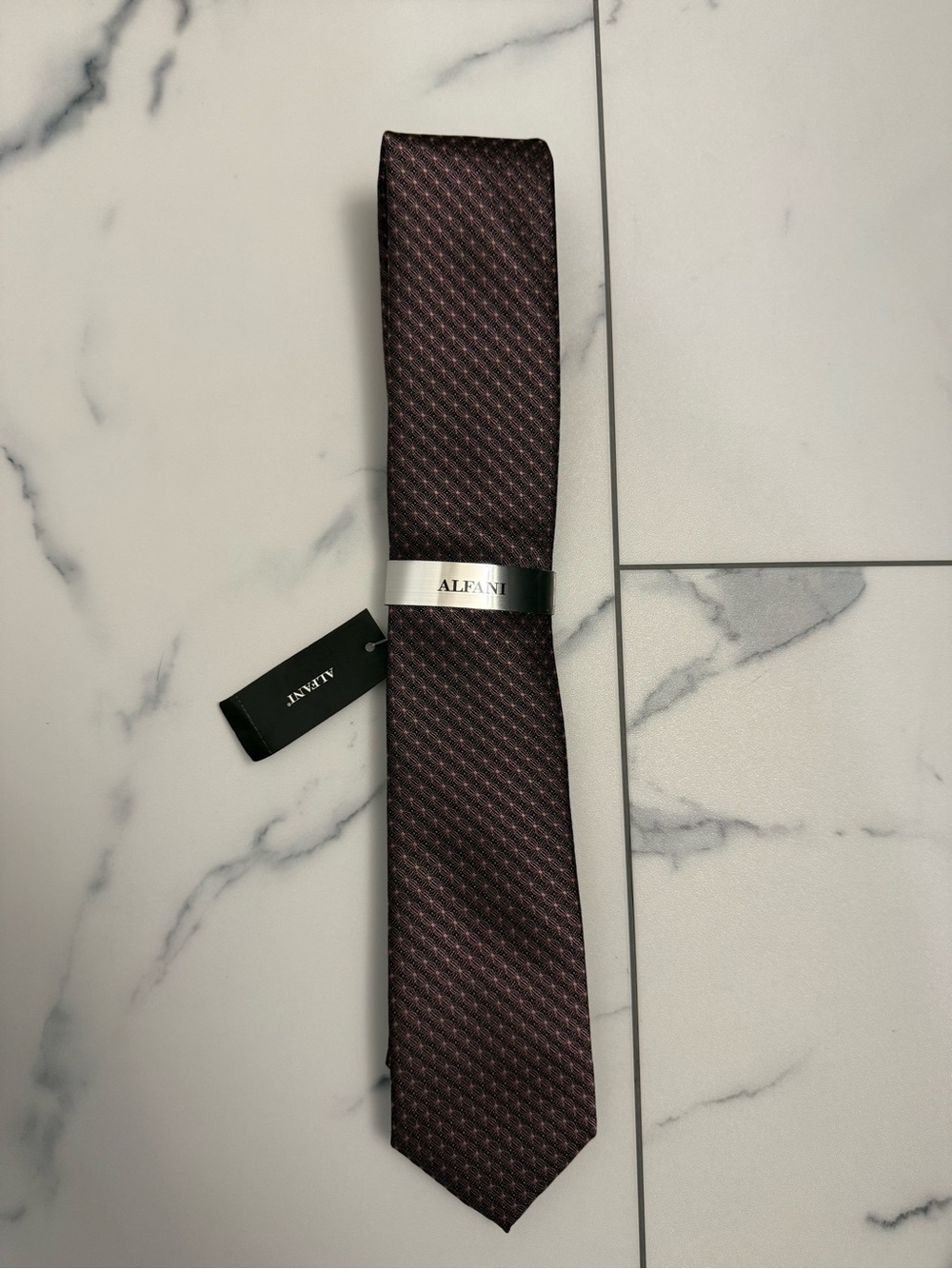 Alfani Men's Rose Pink Textured Geometric Tie